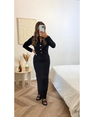 Robe maille bijoux noir