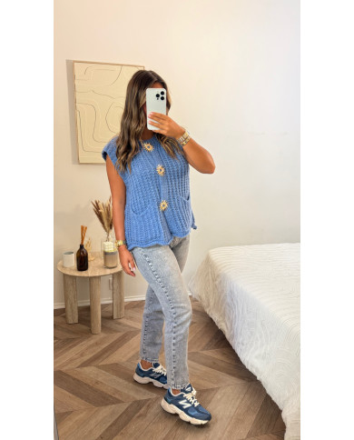 Gilet sans manches Lou soleil bleu
