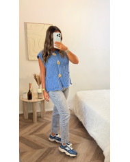 Gilet sans manches Lou soleil bleu
