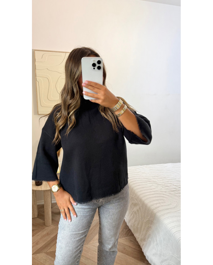 Pull maille 3/4 Cashy noir
