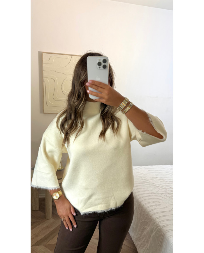 Pull maille 3/4 Cashy beige