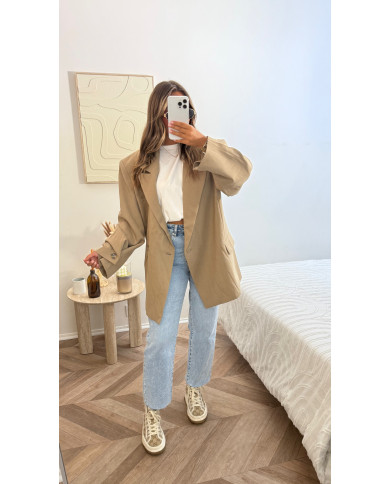 Blazer Oversize boutonné Taupe