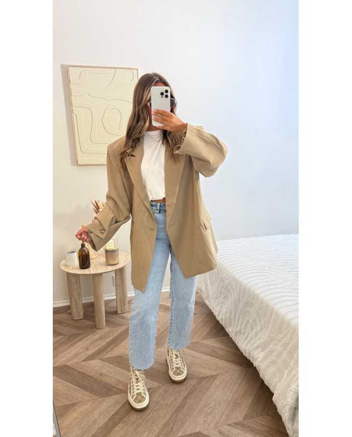 Blazer Oversize boutonné Taupe