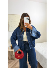 Ensemble jean bleu brut retroussé