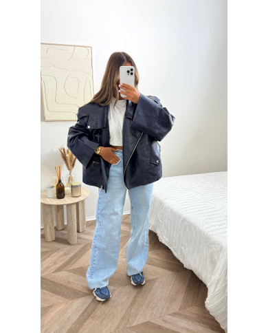 Veste Simili Size Bleu marine