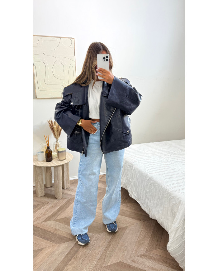 Veste Simili Size Bleu marine