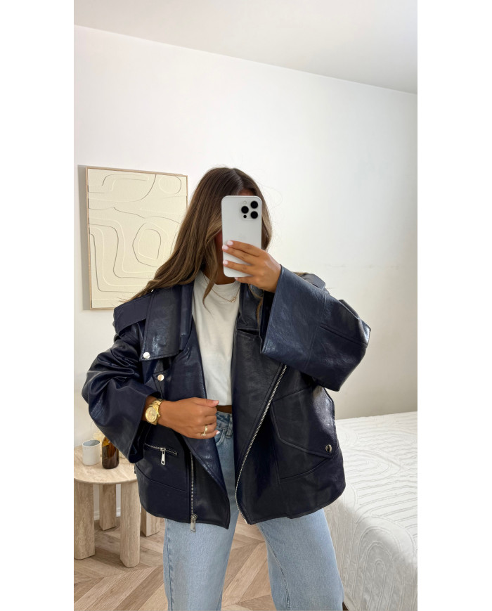 Veste Simili Size Bleu marine