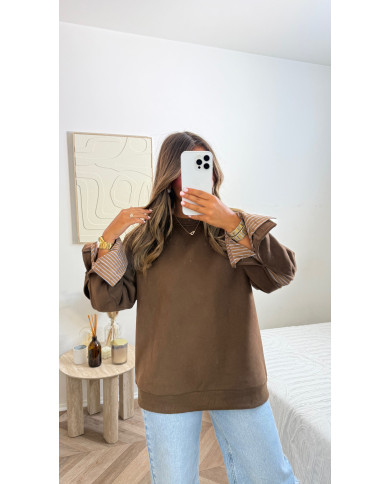 Sweat Choco manches retroussé