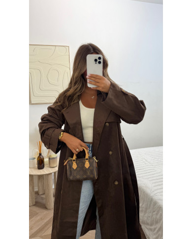 Trench Long Suédine Choco