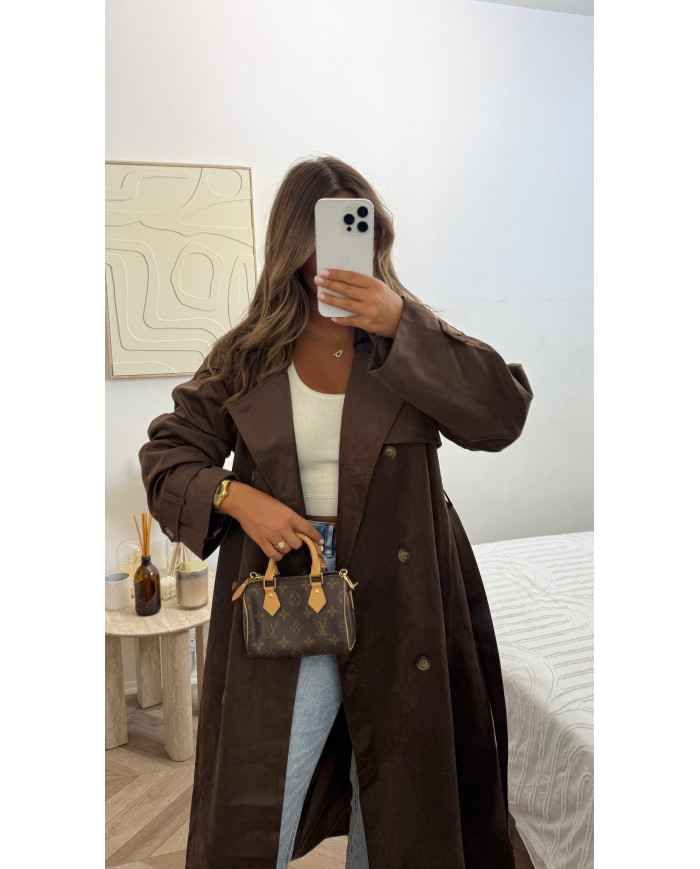 Trench Long Suédine Choco