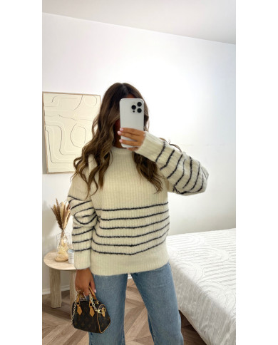 Pull marin écru & Choco