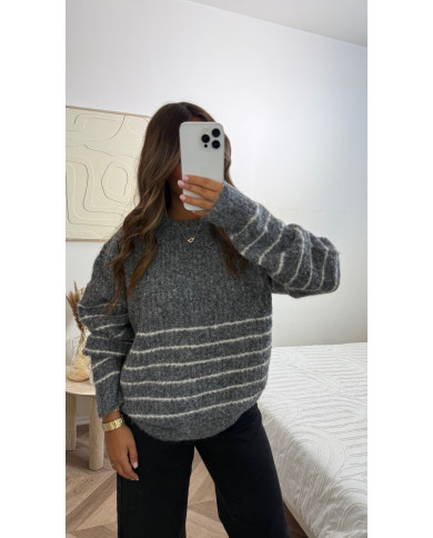 Pull Marin gris & blanc