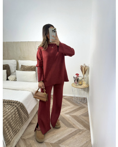 Ensemble cosy Fente Bordeaux