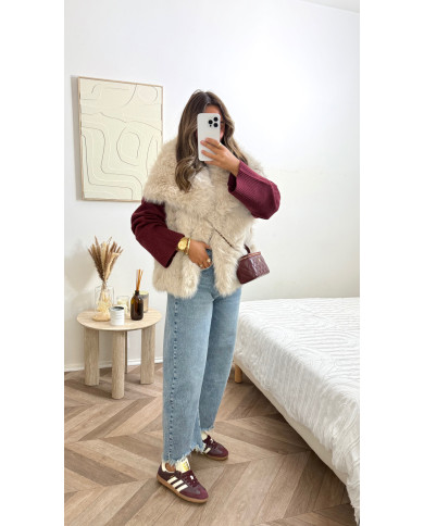 Fourrure Vegan sans manches beige