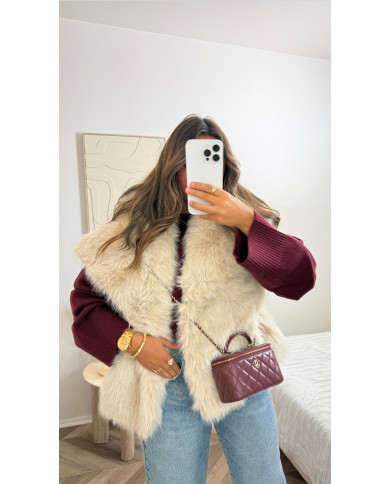 Fourrure Vegan sans manches beige