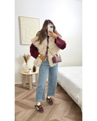 Fourrure Vegan sans manches beige