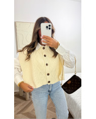 Gilet sans manches torsadé Beige