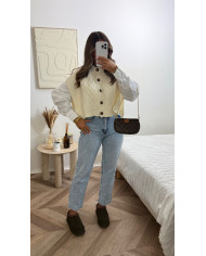 Gilet sans manches torsadé Beige