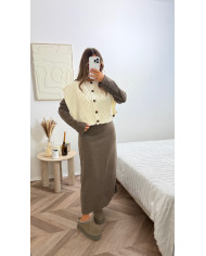 Gilet sans manches torsadé Beige