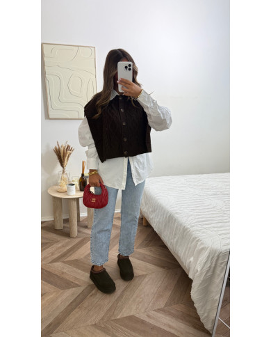 Gilet sans manches torsadé Choco