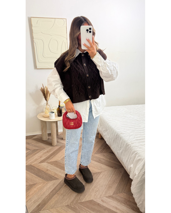 Gilet sans manches torsadé Choco