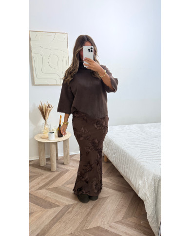 Jupe longue fleurs relief Choco
