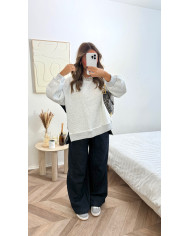 Sweat Bimatiere jean brut  & gris