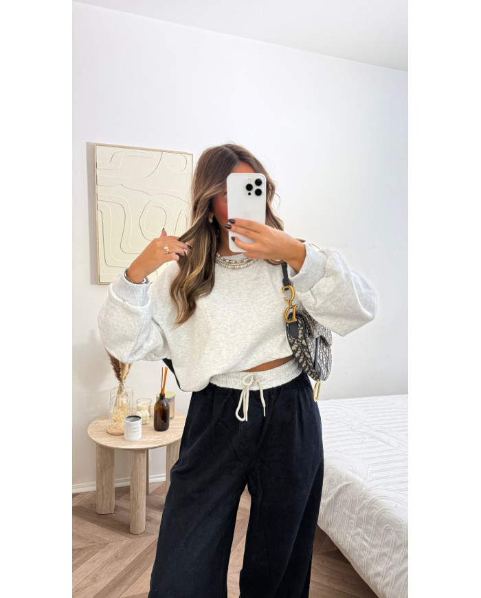 Sweat Bimatiere jean brut  & gris