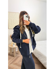 Gilet à capuche sweat gris