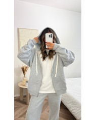Gilet à capuche sweat gris