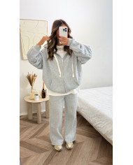 Gilet à capuche sweat gris