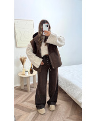 Jean évasé cordes Choco délavé