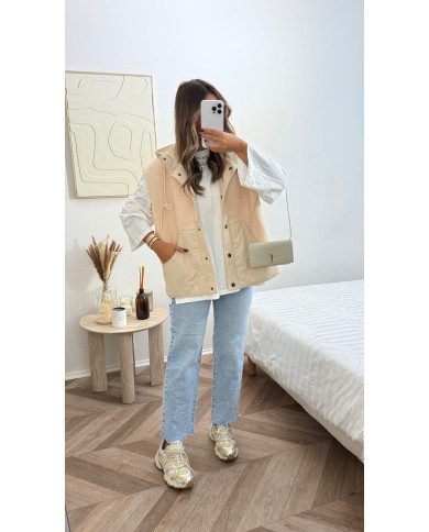 Doudoune sans manches Beige