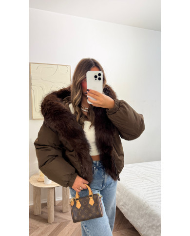 Doudoune choco Basic col fourrure Choco