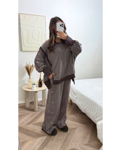 Ensemble jogging oeillets Choco