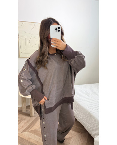 Ensemble jogging oeillets Choco