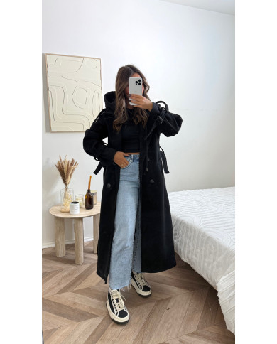 Trench capuche intégré Noir