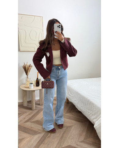 Blazer Crop bordeaux rayé