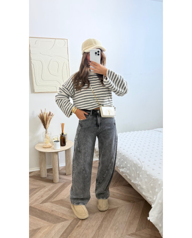 Jean ballon gris délavé