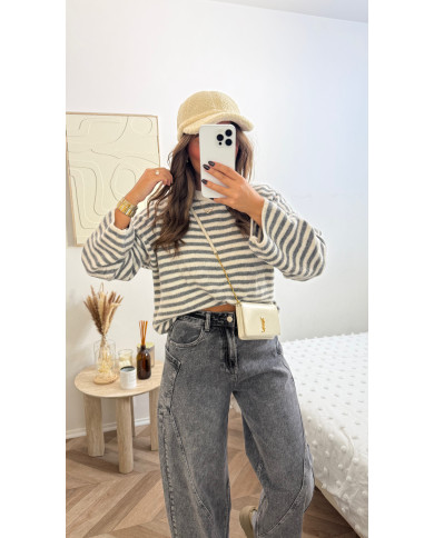 Pull marin beige & gris ( précommande expédiée 28 octobre )