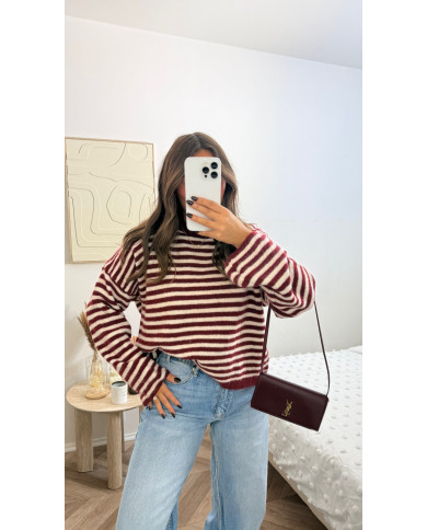 Pull marin beige & bordeaux ( précommande expédiée 28 octobre )