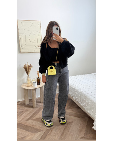 Cardigan loose 2 pièces noir