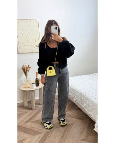 Cardigan loose 2 pièces noir