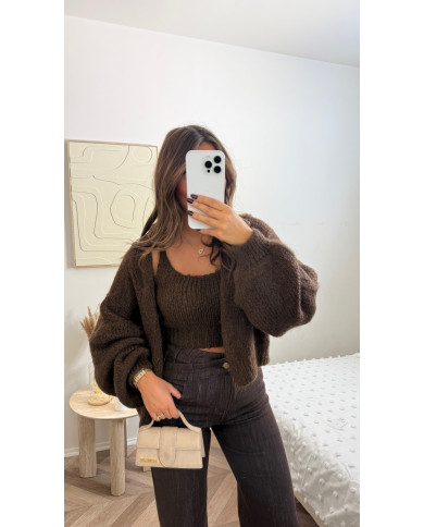 Cardigan loose 2 pièces Choco précommande