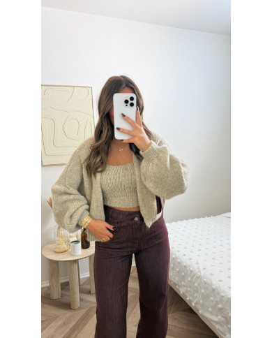 Cardigan loose 2 pièces Beige précommande