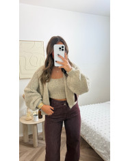 Cardigan loose 2 pièces Beige précommande Cardigan loose 2 pièces Beige précommande