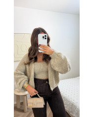 Cardigan loose 2 pièces Beige précommande Cardigan loose 2 pièces Beige précommande