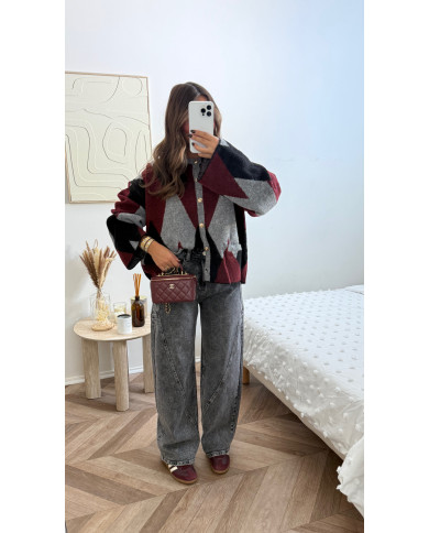 Cardigan losange Bordeaux
