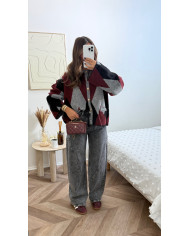 Cardigan losange Bordeaux Cardigan losange Bordeaux