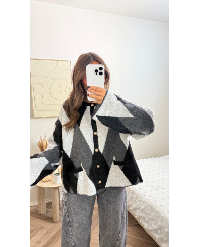 Cardigan losange Gris